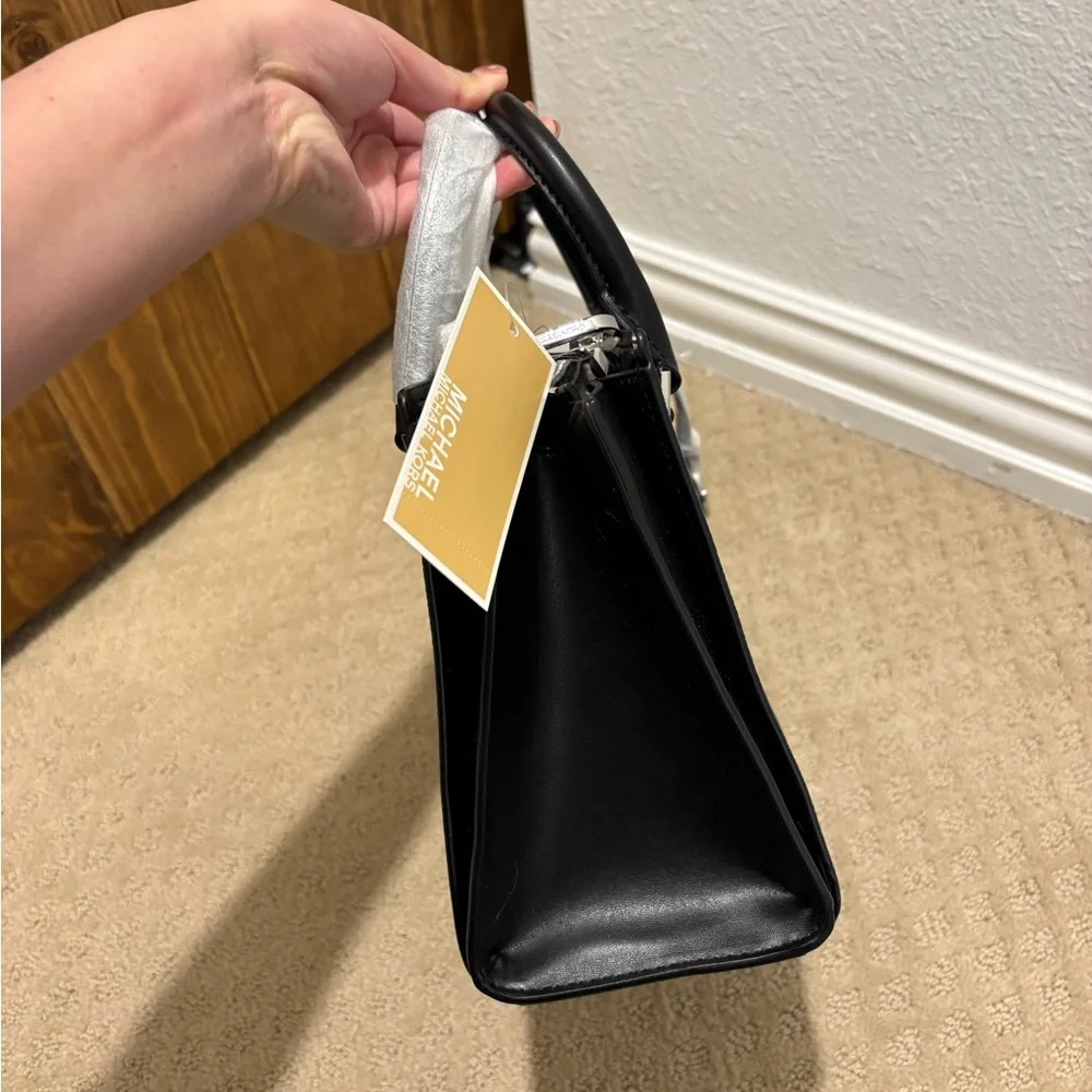 Michael Kors Black Logo Satchel with MK Charm - Picture 7 of 7